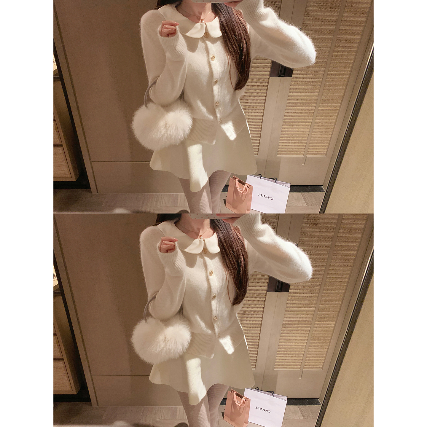 萌萌Ja温柔风浣熊绒针织开衫