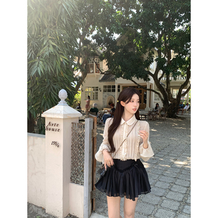萌萌Ja 苏黎特调~浪漫优雅肌理感木耳边衬衣小众高级感衬衫女上衣