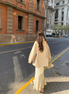 萌萌Ja 斯嘉丽灯塔 两色休闲鱼尾裙高腰松紧显瘦针织长裙半身裙冬