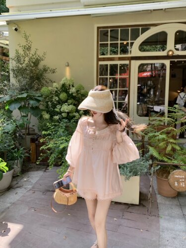 萌萌Ja休闲甜美上衣短裤套装天丝