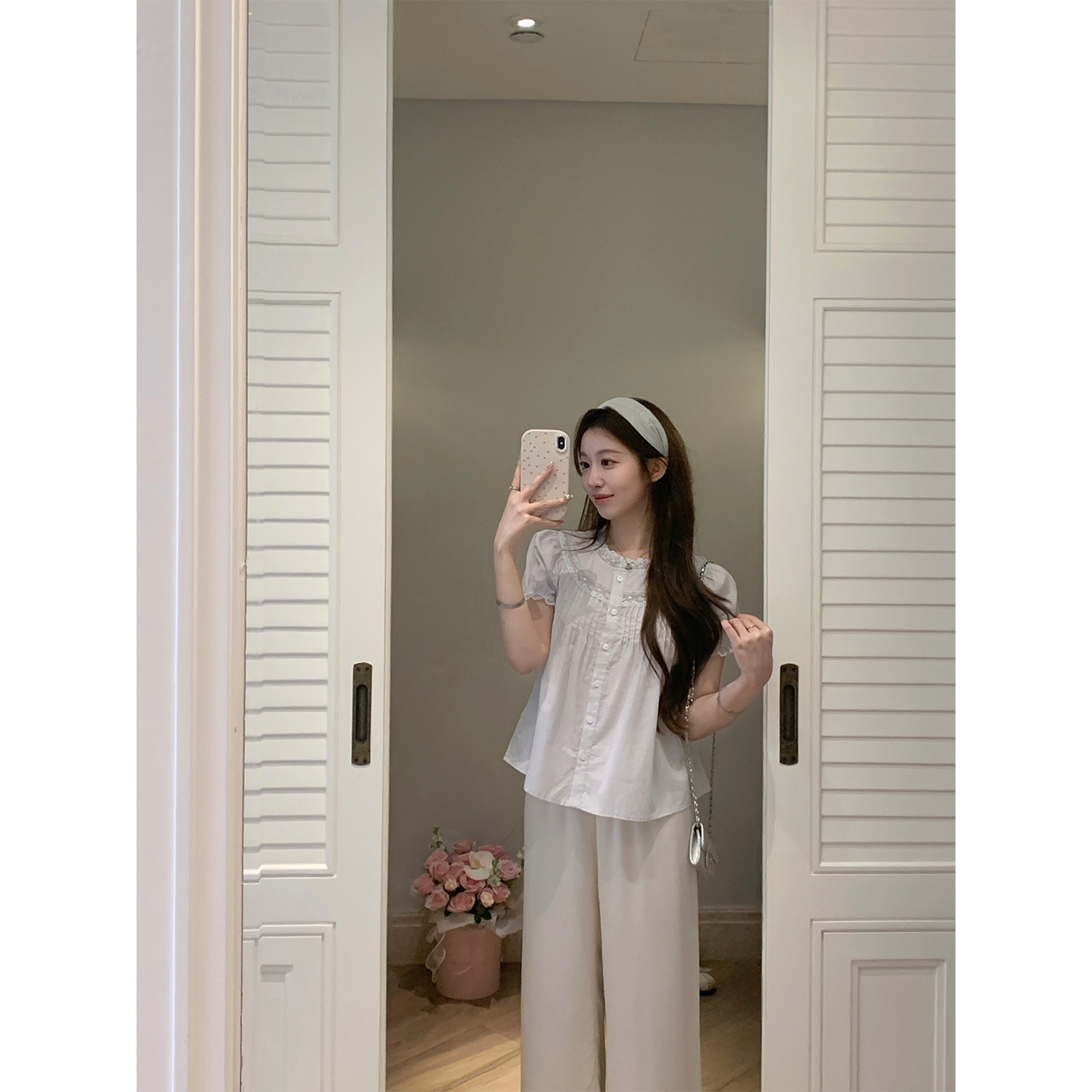 萌萌Ja塔克线气质上衣短袖女T恤