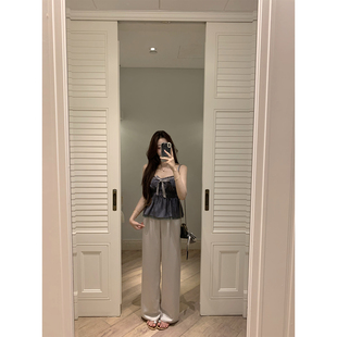 萌萌Ja 上衣抽褶蕾丝吊带背心女 玛格丽特 100%莱赛尔两色甜美无袖