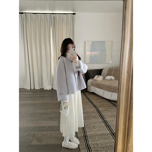 萌萌Ja 香麝馥芮~两色100%绵羊毛双面呢大衣短款上衣韩系温柔外套