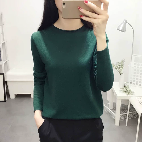 Трикотажный демисезонный лонгслив, тонкий свитер, в корейском стиле, высокий воротник