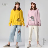 春秋宽松学生bf慵懒风超火cec外套 卫衣女圆领ins潮韩版 情侣闺蜜装