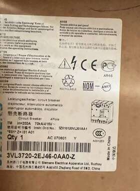 漏电开关 3VL3720-2EJ46-0AA0-Z 3议价