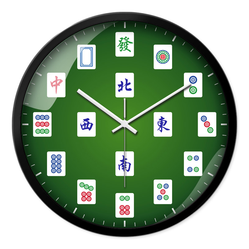 老人活动中心挂钟麻将馆会所墙上装饰时钟酒店包厢娱乐城静音挂表