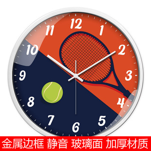 网球运动挂钟体育馆学校活动室训练场装饰时钟创意家用静音电池钟