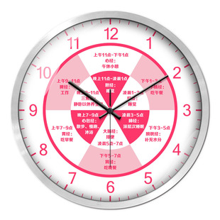 12时辰排毒表挂钟中医养生美容店墙上挂表艾灸馆瑜伽健身房时钟表