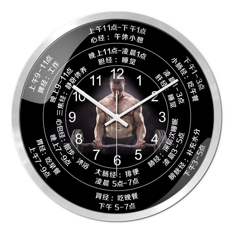 创意运动馆体育场挂钟跑步爱好者卧室时钟锻炼身体时辰石英钟挂表