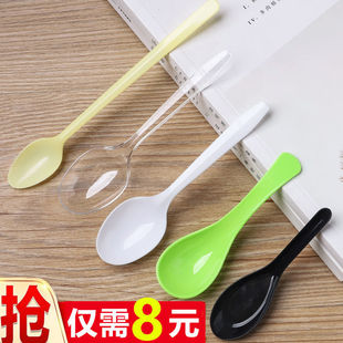 一次性勺子打包外卖快餐汤勺透明黄色塑料勺餐具汤匙调羹小勺商用