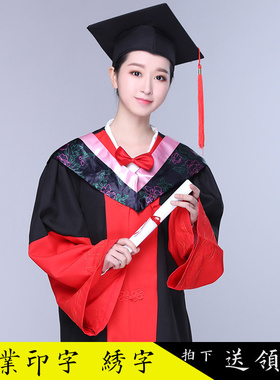 博士服毕业服文科理科领结垂布博士帽大学研究生学位服工科学士服