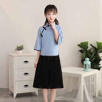 儿童民国风学生装女童五四青年合唱朗诵男童复古班服运动会演出服