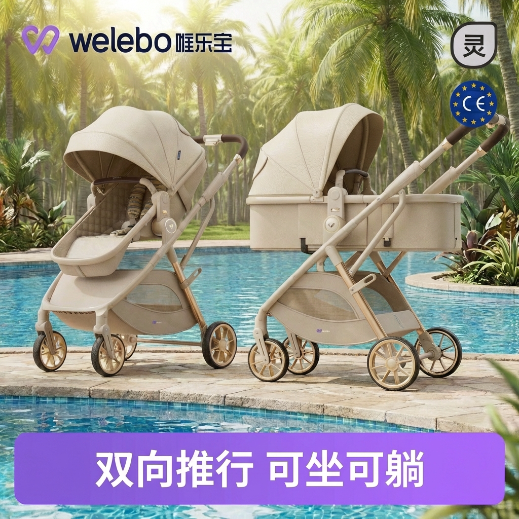 婴儿推车可坐可躺轻便折叠儿童0到3岁宝宝一键收车新生幼儿小月龄