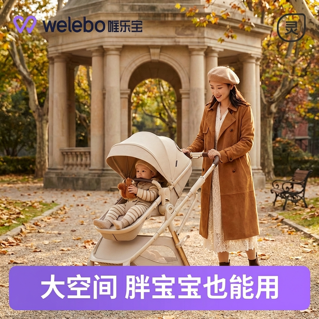 新生婴儿推车可坐可躺轻便折叠0到3岁高景观双向推行大空间小月龄