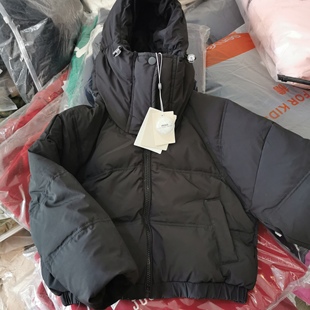 Miko女童羽绒服短款黑色90白鸭绒防风领韩版女大童外套纯色