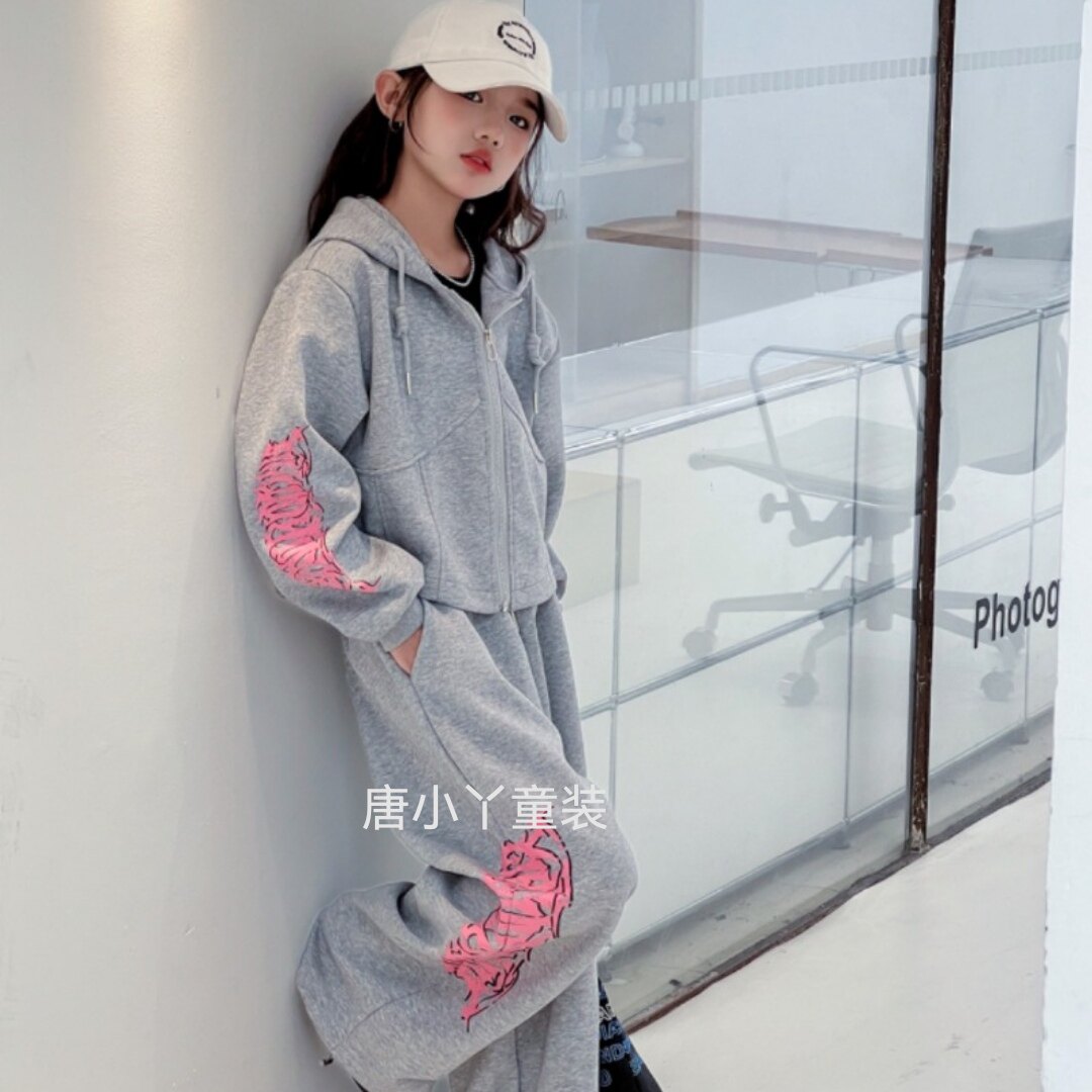 一木少年女童卫衣套装连帽外套直筒裤休闲运动两件套潮大童亲子
