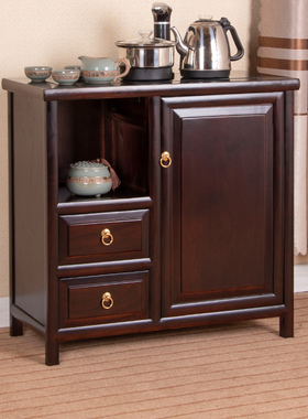 茶柜茶水柜新中式客厅实木家用办公室茶台茶边柜榆木餐边柜烧水柜