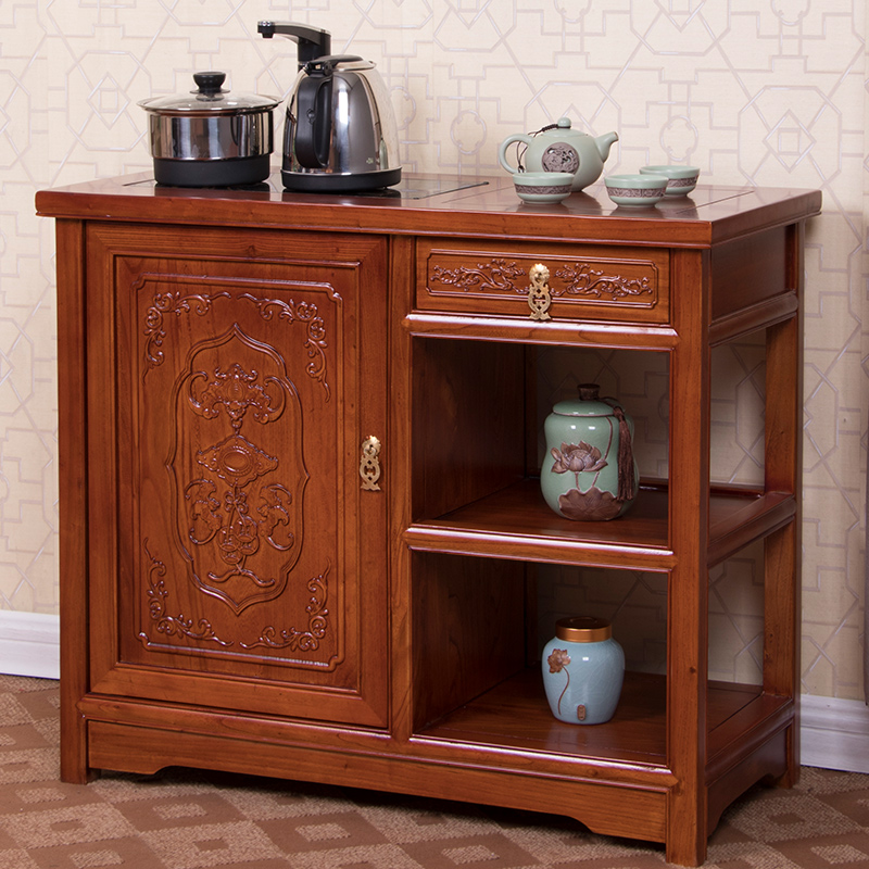 全实木木茶水柜客厅老榆木整装