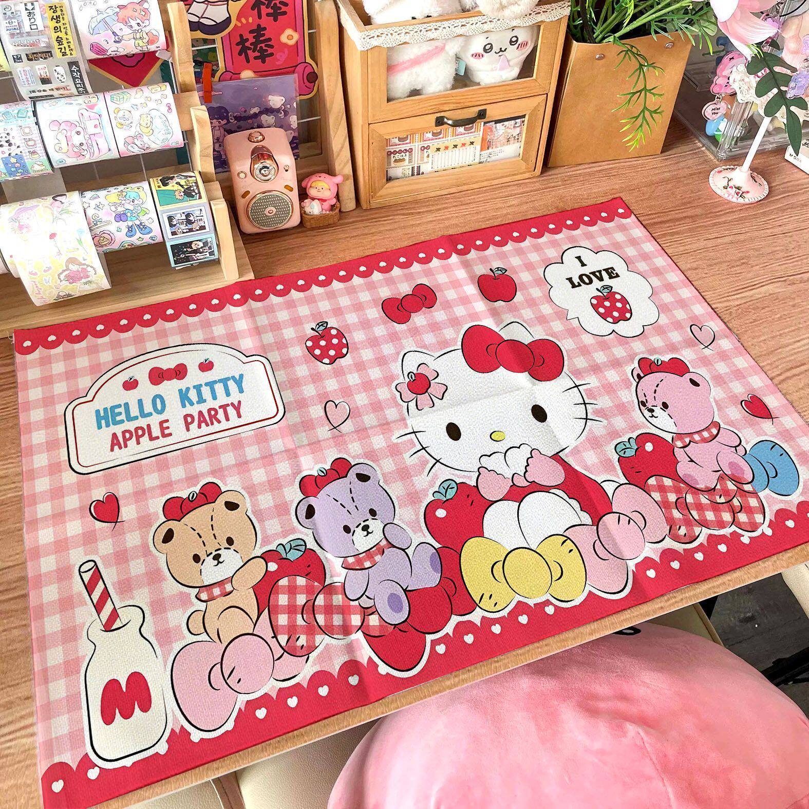 KITTY轻松熊桌布少女心手账摆拍打卡装饰桌垫背景布宿舍餐垫
