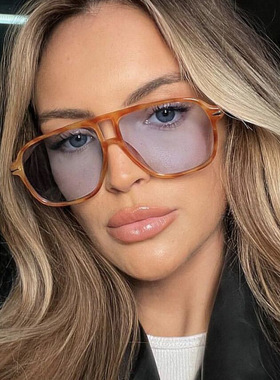 欧美双梁飞行员墨镜男女海边度假情侣气质太阳眼镜个性玳瑁蛤蟆镜