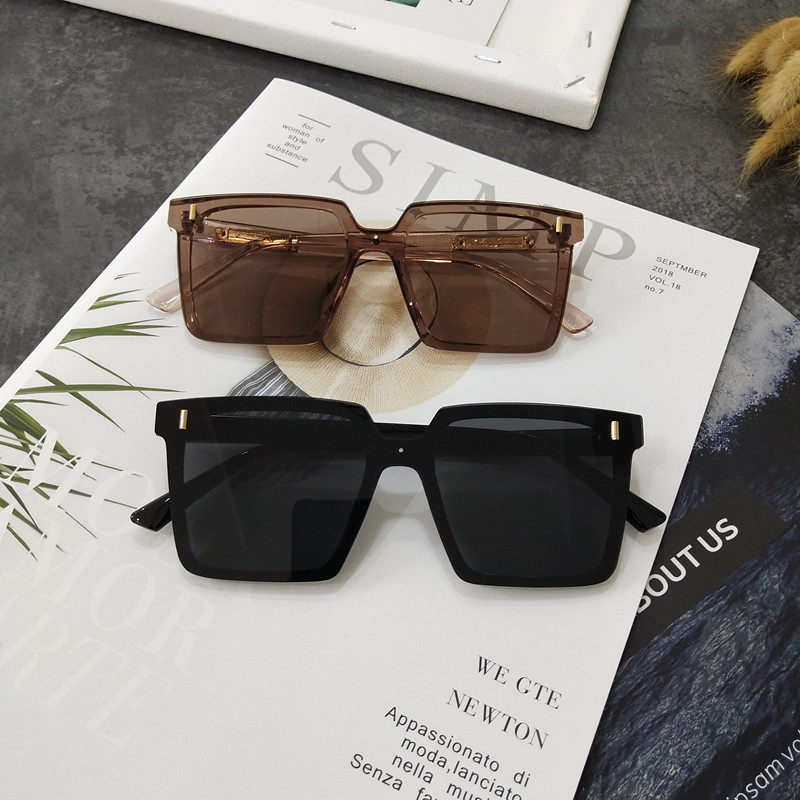 韩版ins个性连体镜片黑色墨镜女街拍防紫外线太阳镜男士方形眼镜