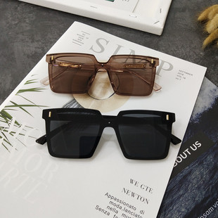 韩版ins个性连体镜片黑色墨镜女街拍防紫外线太阳镜男士方形眼镜