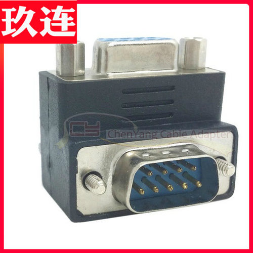 串口延长头 RS232 DB 9针串口转换头 DSUB公对母90度 弯头转接头