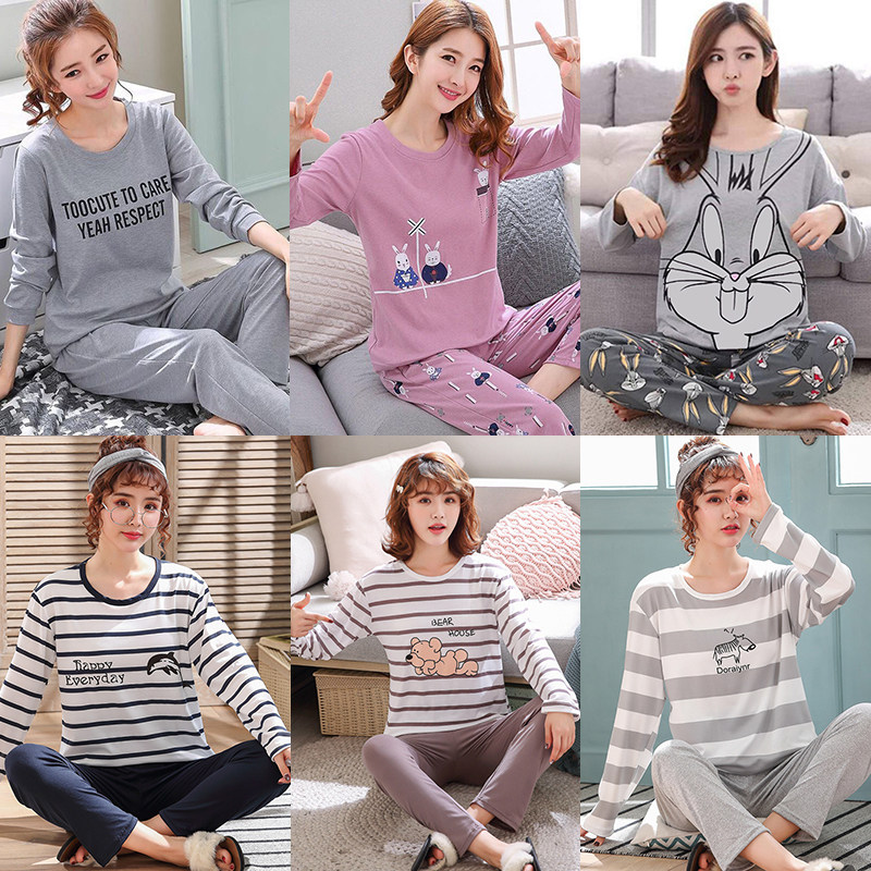 春秋季睡衣女棉质圆领长袖长裤甜美卡通加肥加大码少女家居服套装,女士内衣/男士内衣/家居服,睡衣/家居服套装,淘宝优惠券,粉丝福利购,淘宝优惠卷