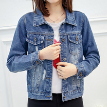 短款 牛仔外套女胖mmbf风宽松大码 牛仔夹克上衣潮 2019春秋新款 韩版