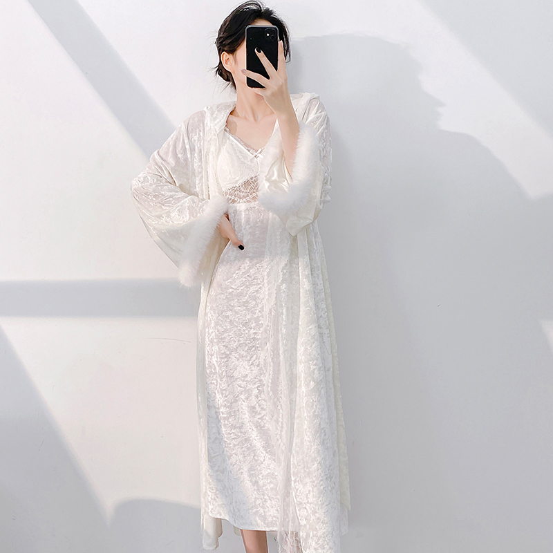 Geniequeen金丝绒睡衣女两件套