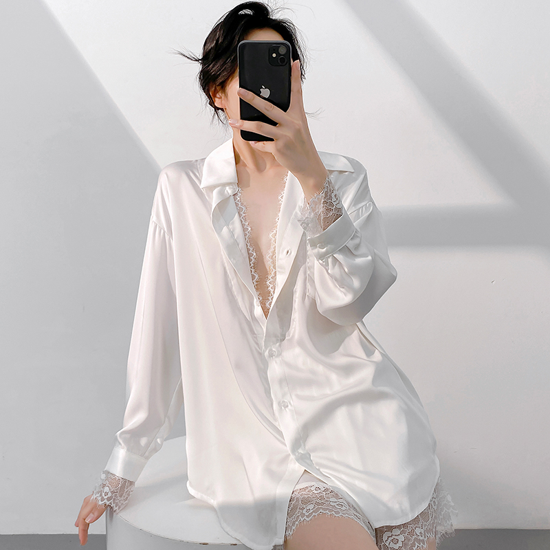 性感男友风蕾丝衬衫睡裙女