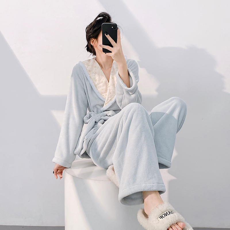 Geniequeen法兰绒睡衣女两件套