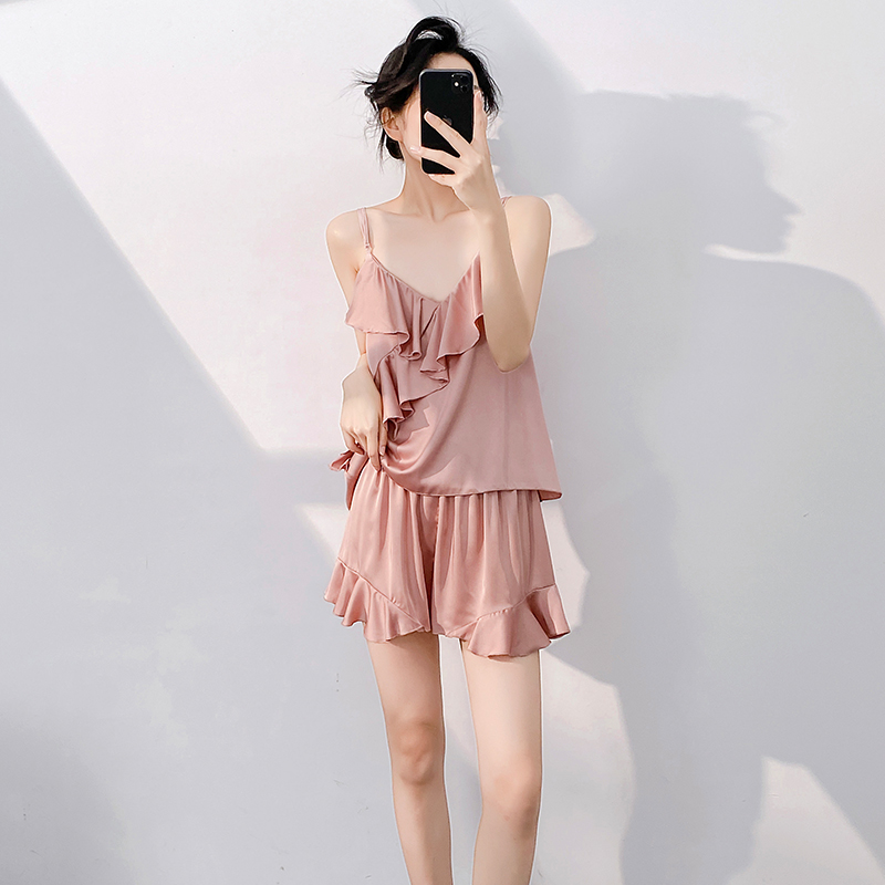冰雪丝睡衣女夏季性感吊带短裤