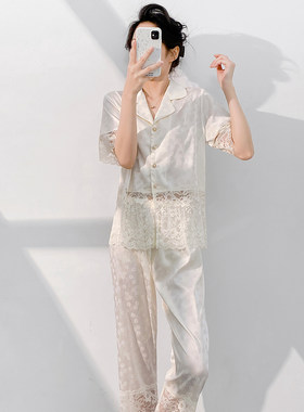 2026新款冰丝提花蕾丝睡衣女