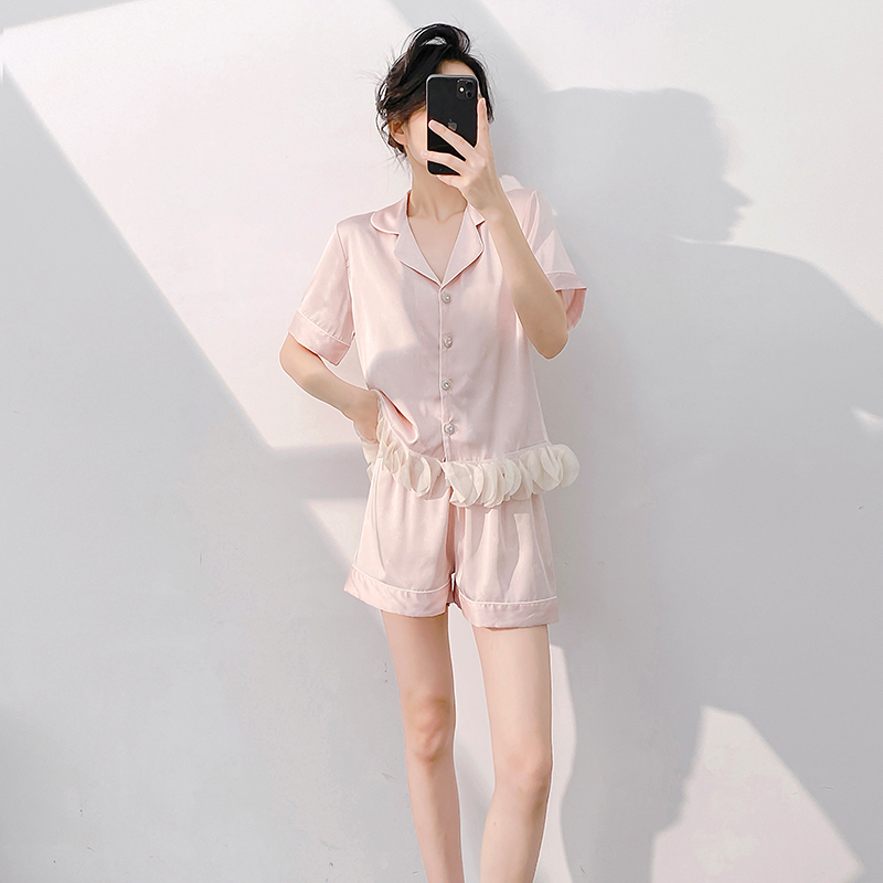 冰丝睡衣女夏季新款法式荷叶边