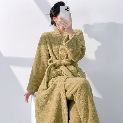 睡衣女2025新款双面加厚睡袍冬季男女珊瑚绒情侣加长款法兰绒浴袍