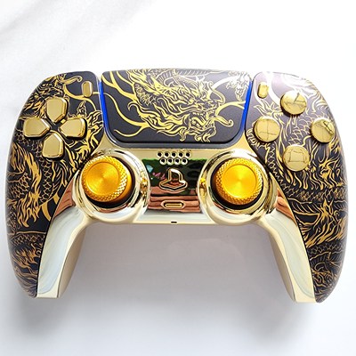 改装升级PS5游戏机手柄霍尔电磁摇杆TMR摇杆PS5原装手柄 电镀金龙