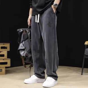 重磅水洗直筒运动裤男士秋冬款宽松大码潮牌裤子休闲卫裤2025男裤