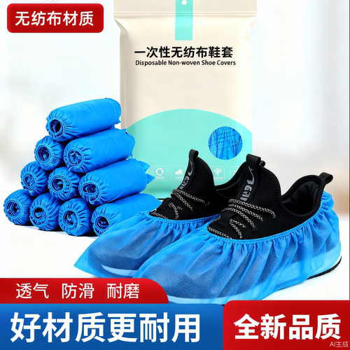 无纺布一次性鞋套室内加厚防滑透气家用待客防尘耐磨鞋套脚套