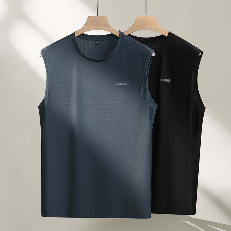 官方品牌2026年夏季新款男士加肥加大码圆领宽肩冰丝背心