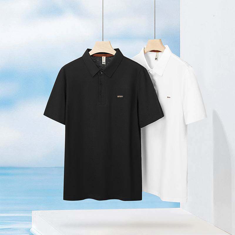 官方品牌2026年夏季新款男士加肥加大码商务休闲翻领短袖T恤男胖