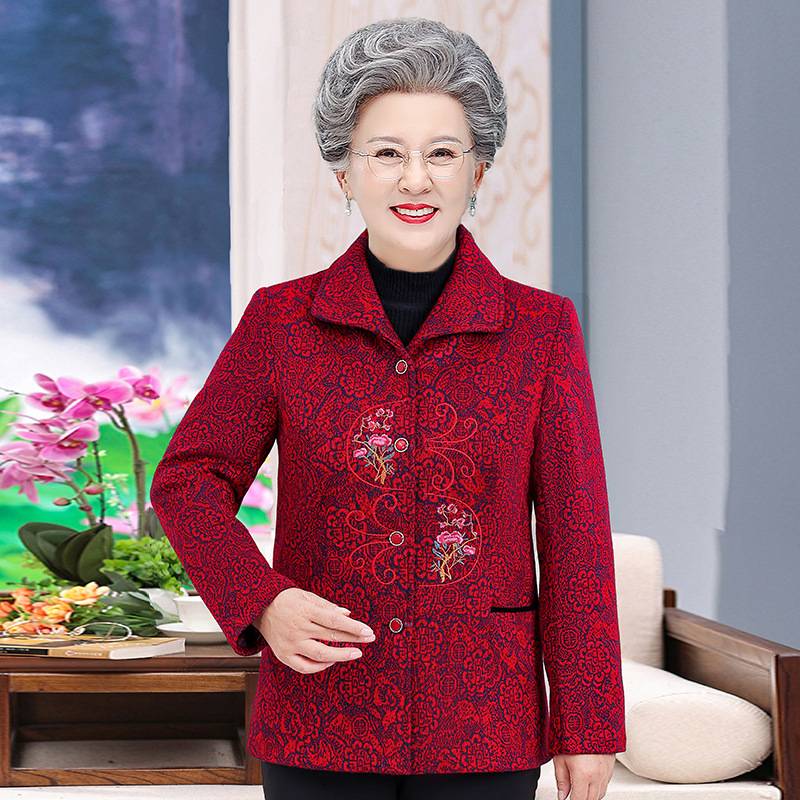 官方正品中老年女春秋唐装外套2025新款妈妈冬季加绒加厚上衣老太