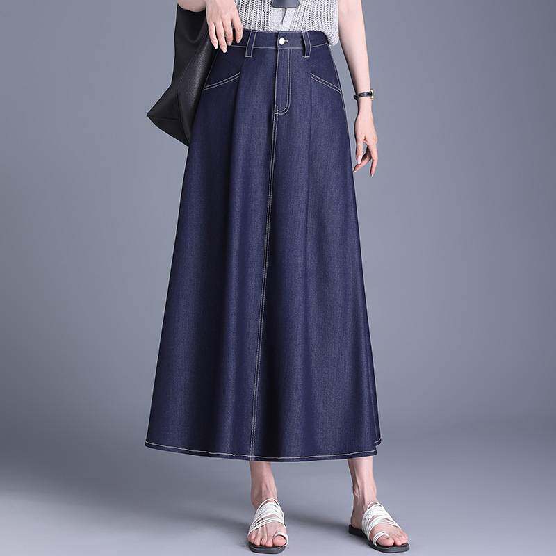官方品牌牛仔半身裙A字裙女2026夏季新款松紧高腰百褶裙A字裙大摆