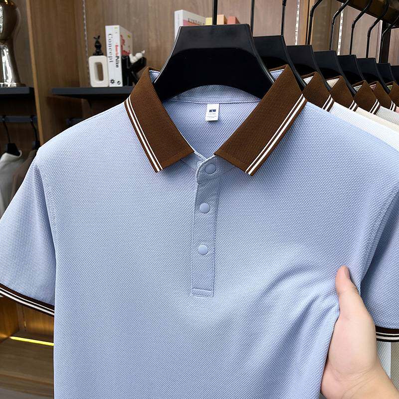 官方品牌2026夏季新款中年男士翻领时尚休闲Polo衫宽松短袖套图上