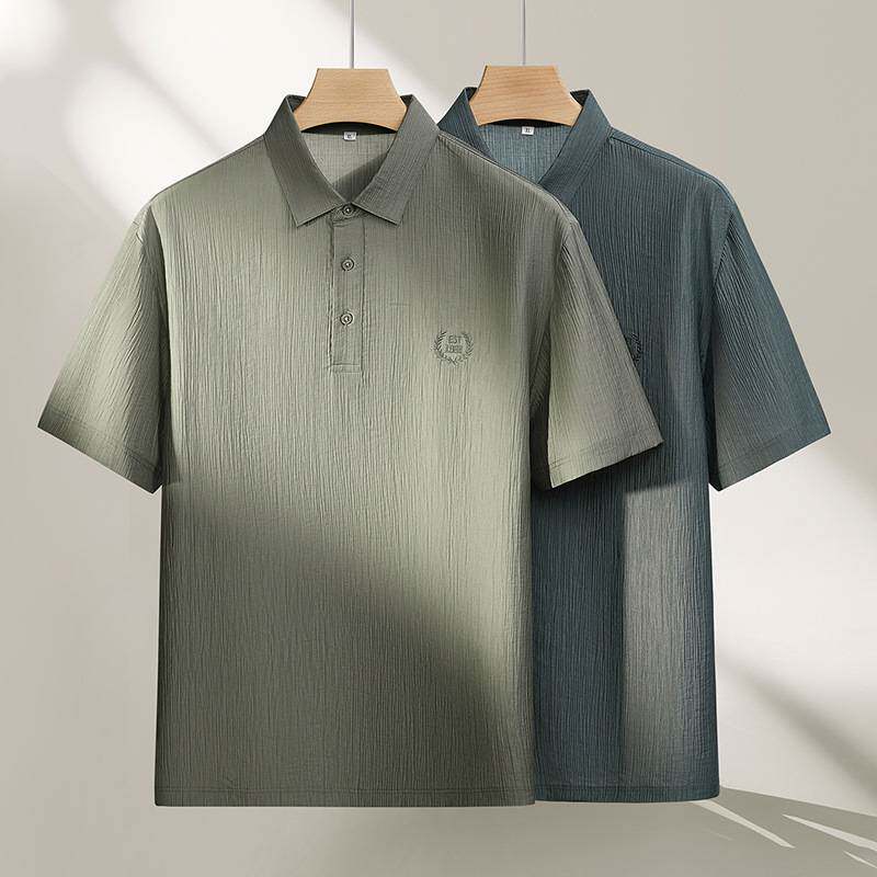 官方品牌2026年夏季新款男士加肥加大码商务休闲翻领短袖T恤