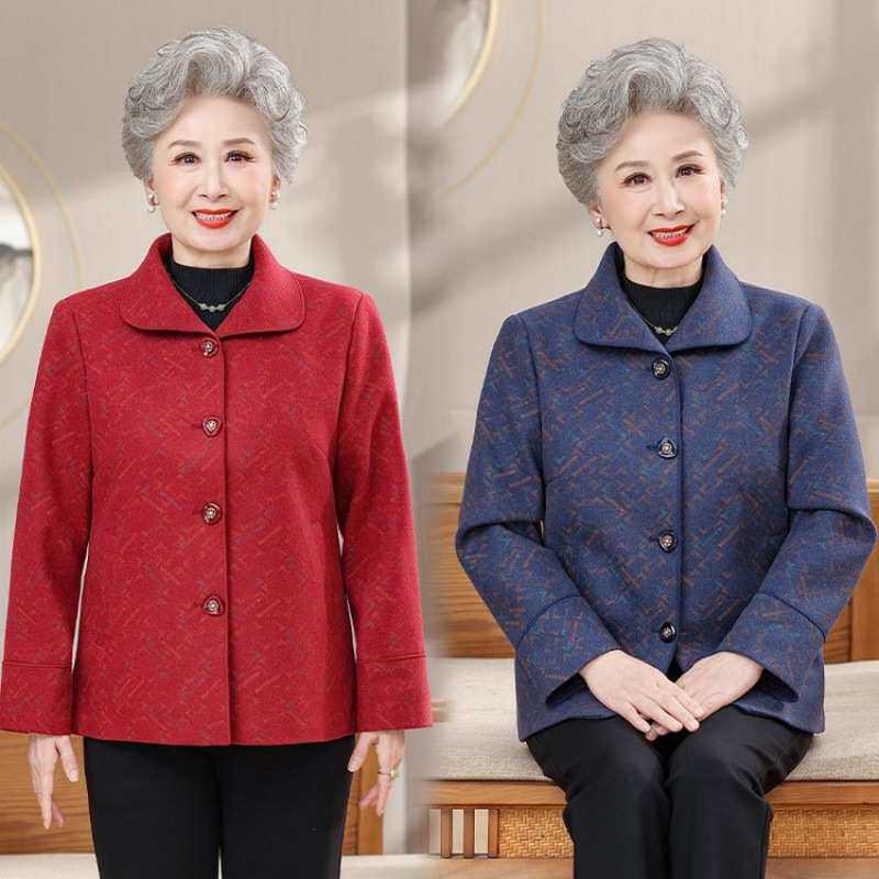 官方奶奶秋装外套中老年人女新款妈妈春秋款上衣老人太太夹克衣服