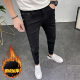 欧货潮牌牛仔裤 潮流百搭小脚九分长裤 男2025秋冬新款 加绒烫钻个性