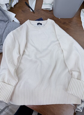 Ships纯羊毛羊绒白色毛衣