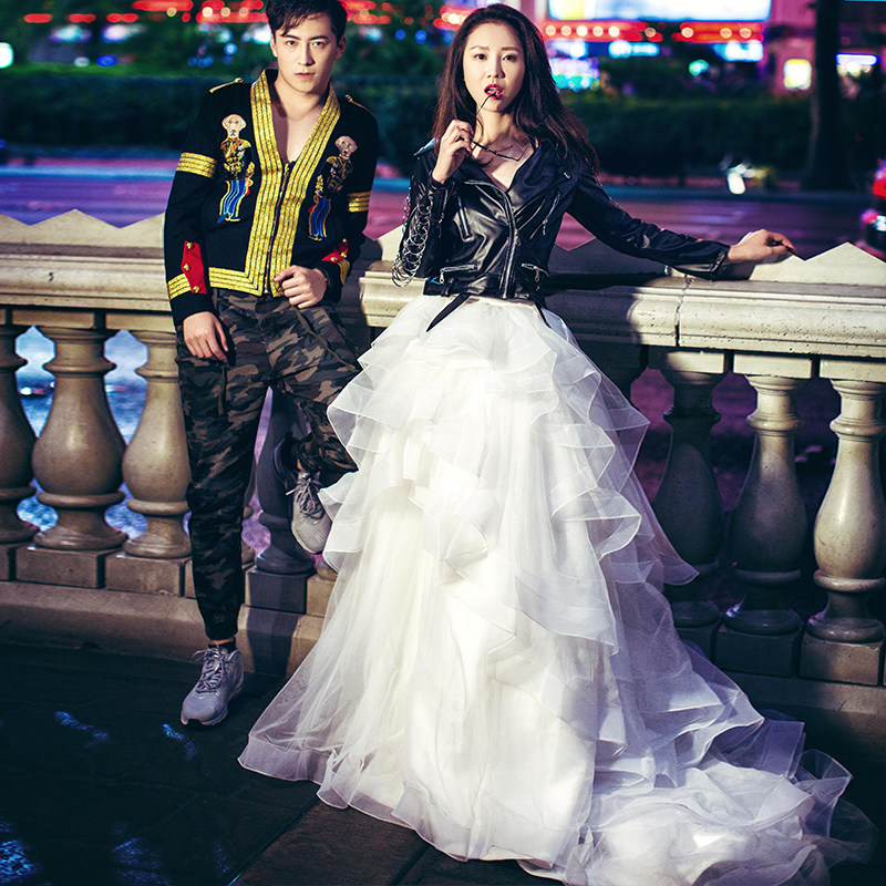婚纱影楼主题服装2018新款夏季韩式旅拍百搭网纱半身裙拖尾包邮